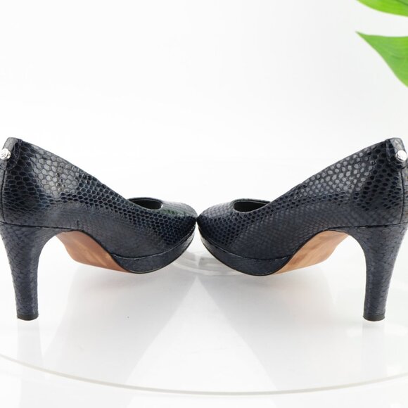 Stuart Weitzman Womens Logo Plainfield Pumps Size 8 Blue Python Heel Dress Shoes - Picture 6 of 12